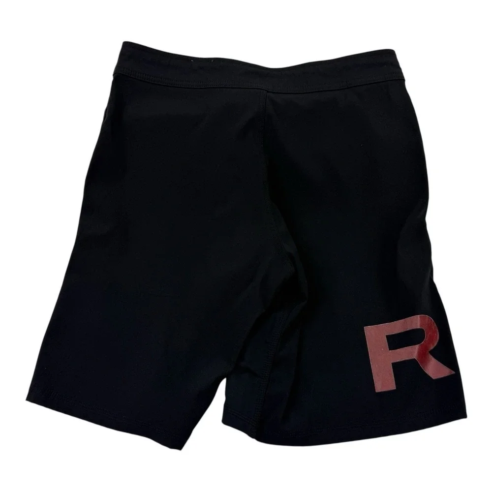 Rogue Fitness Black Red R Spellout Board Shorts Polyester Made in USA Mens 32x10